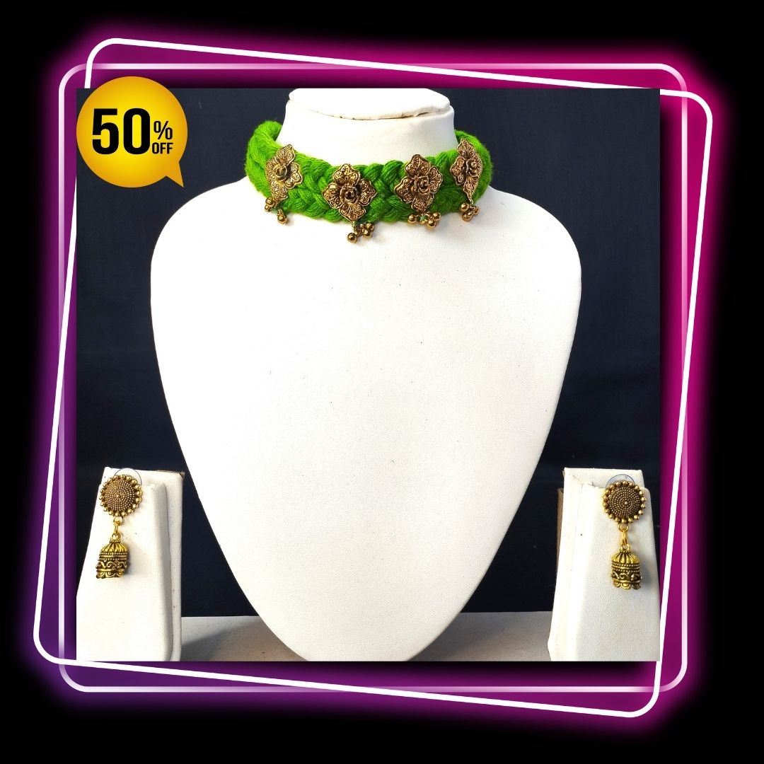 Green  Choker Necklace set