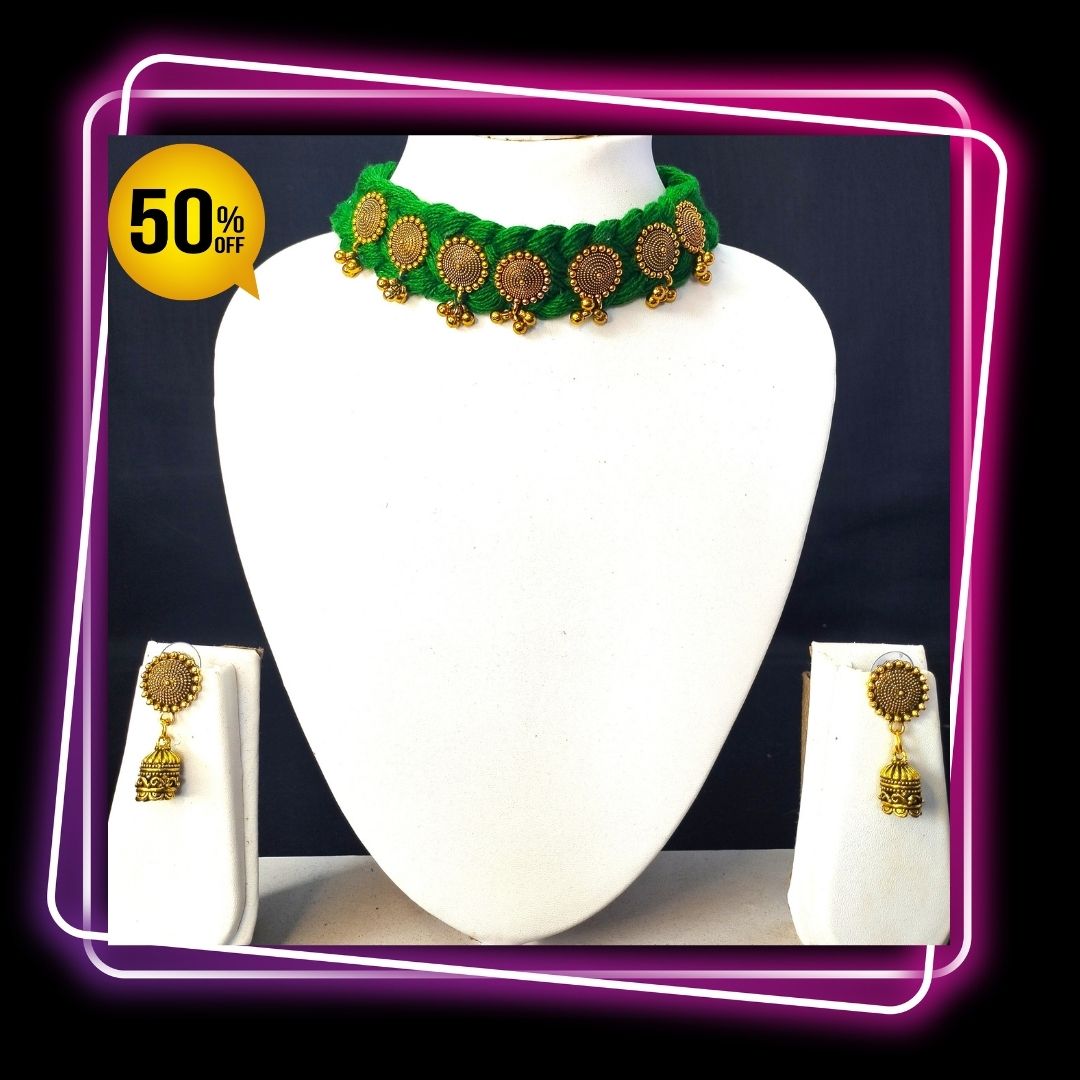 Green Choker Necklace set 2