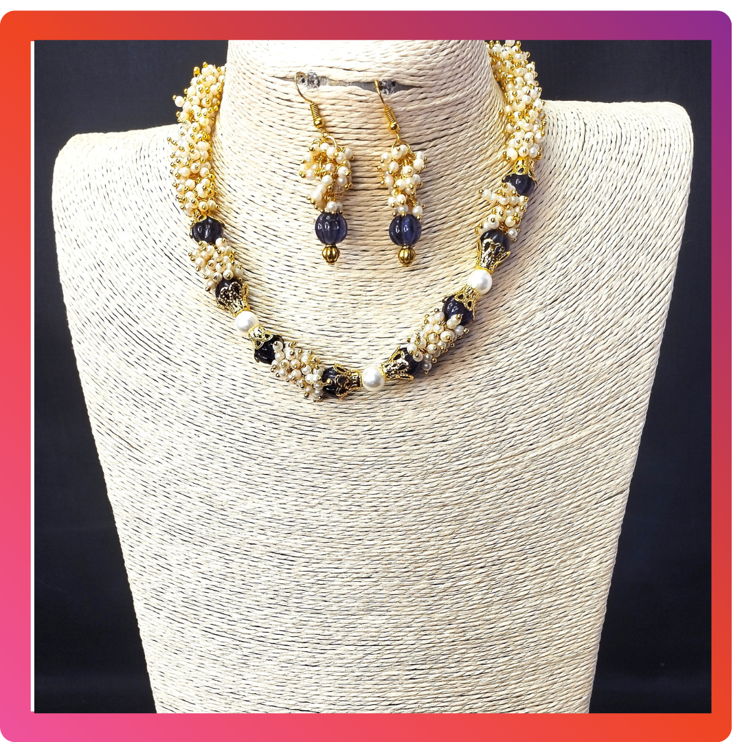 Purple Pumpkin  Beads  short Necklace  /Choker set