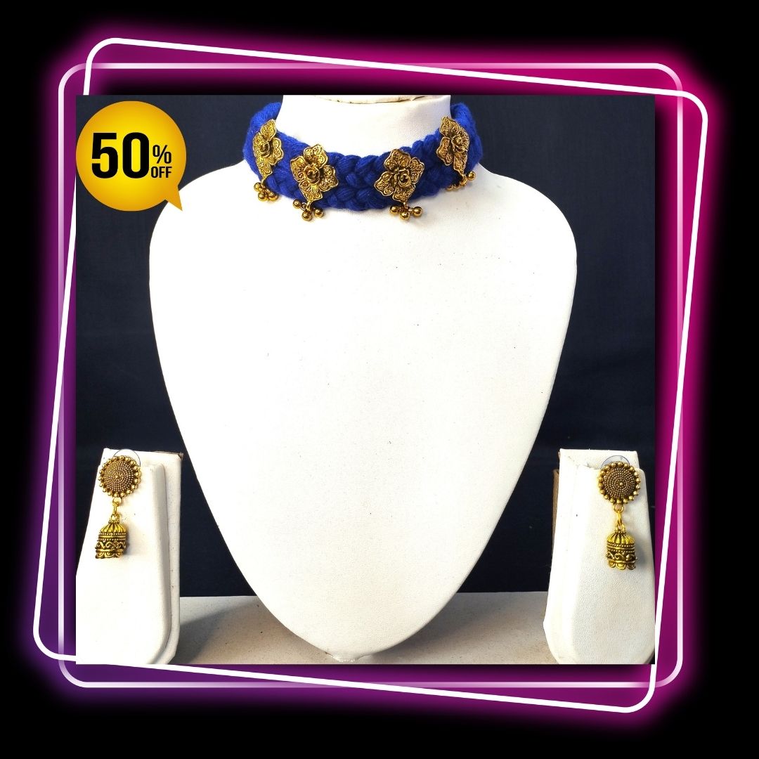 Blue Choker Necklace set