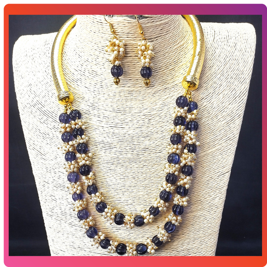 Purple Pumpkin   Beads Necklace  set