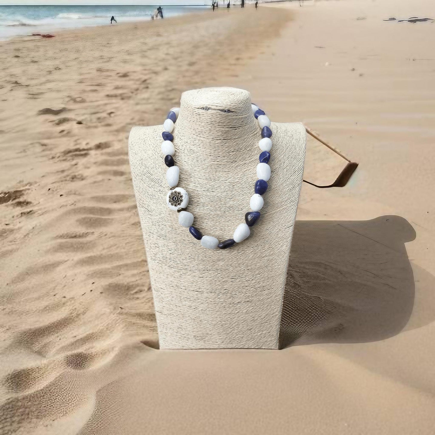 Blue And White  beads Necklace set