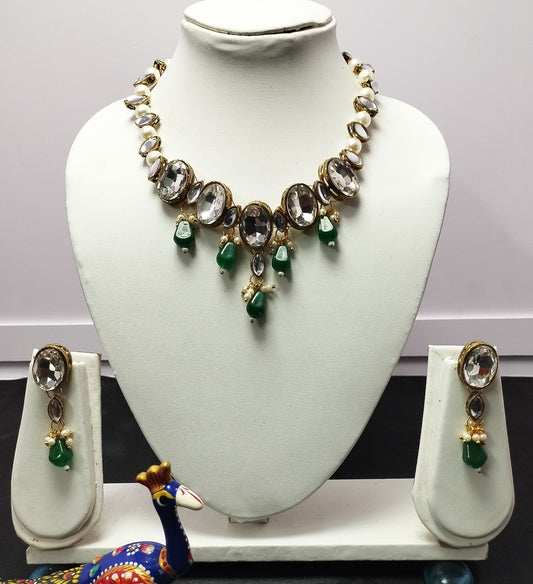 White kundan  Necklace Jewellery set