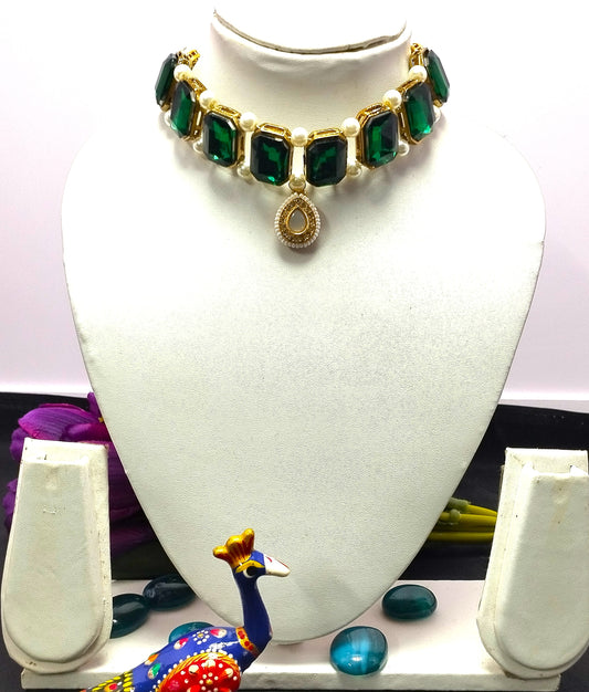 Green Kundan necklace Set