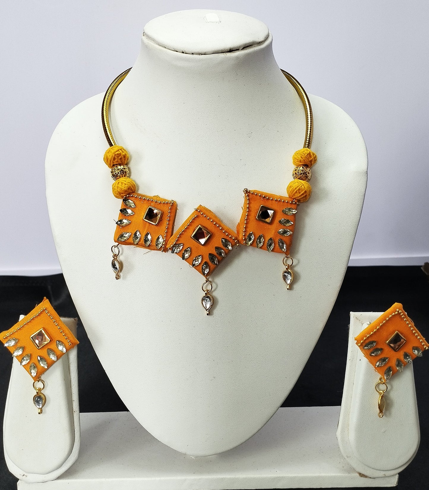 Yellow fabric jewellery