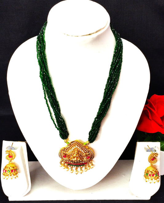 Dark Green Hydro beads necklace set