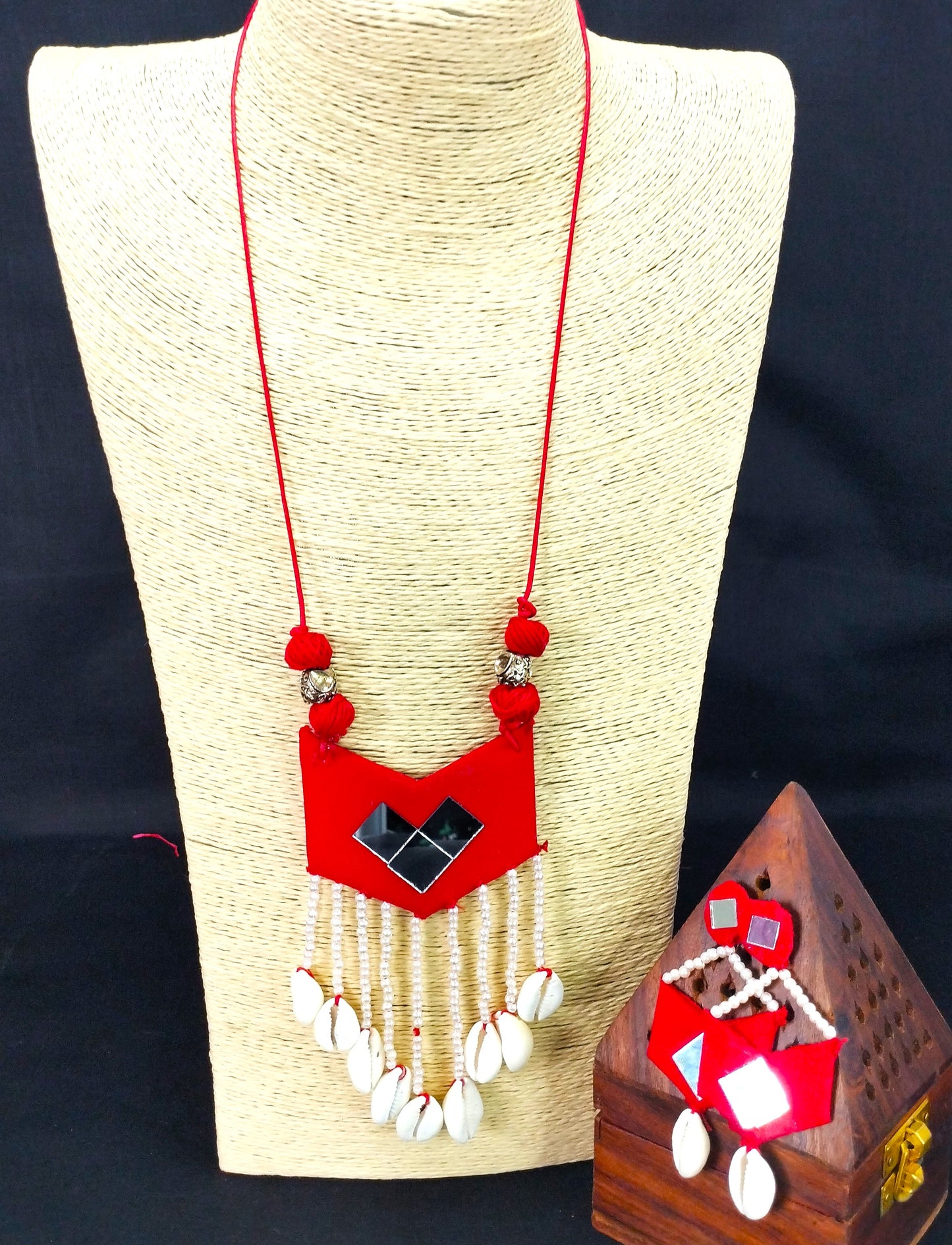 Red Fabric Jewellery set