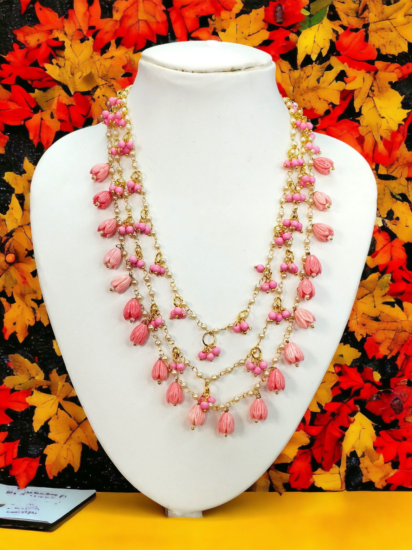 Pink Tulip design  Necklace