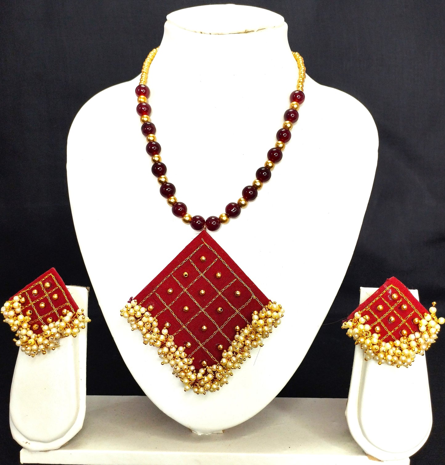 Maroon Fabric Jewellery