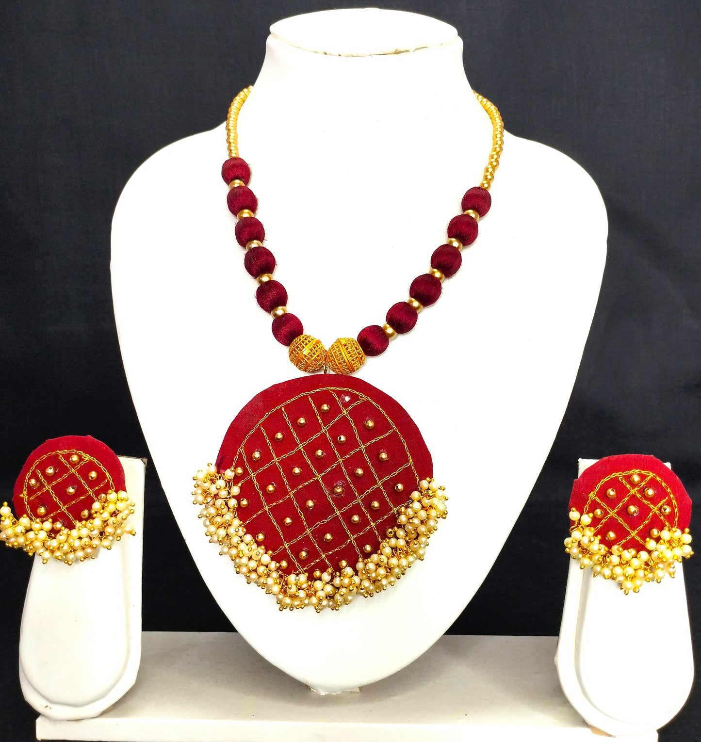 Maroon Fabric Jewellery2