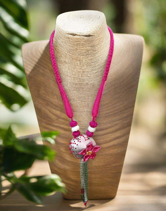 Pink Hand Painted  Long  Necklace