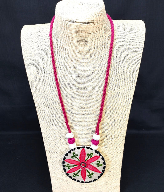 Pink  Hand Painted  Long  Necklace-2