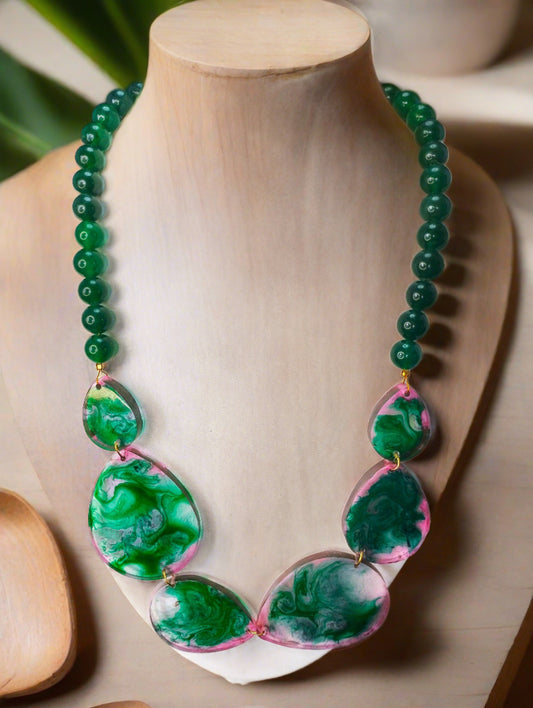 Green  2  Resin Necklace