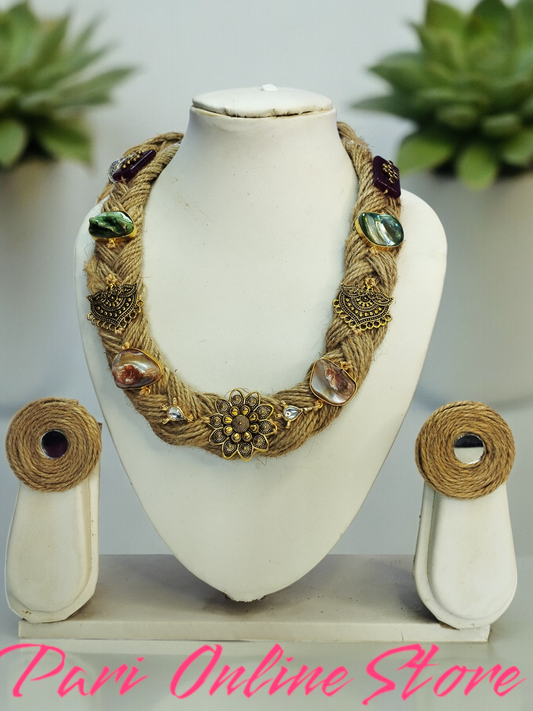 Antique  gold Jute  Necklace