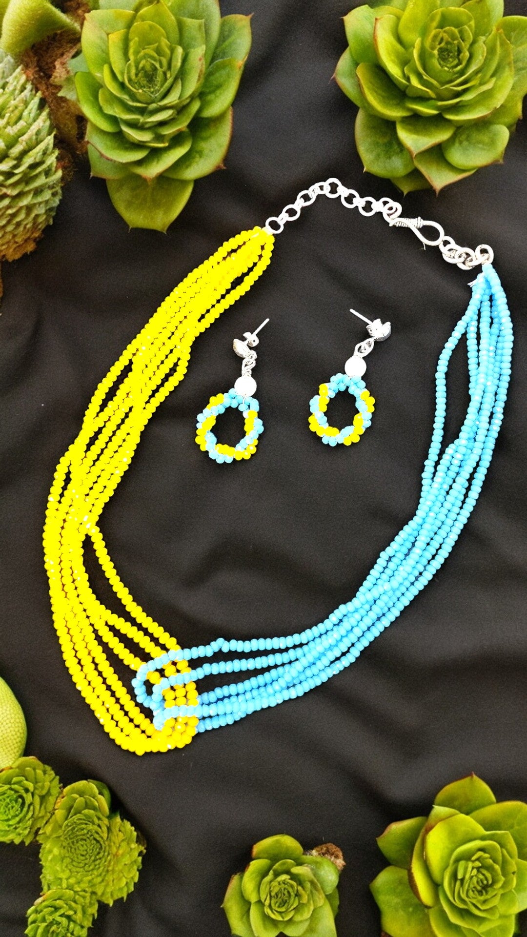 Blue and yellow  Necklace  set