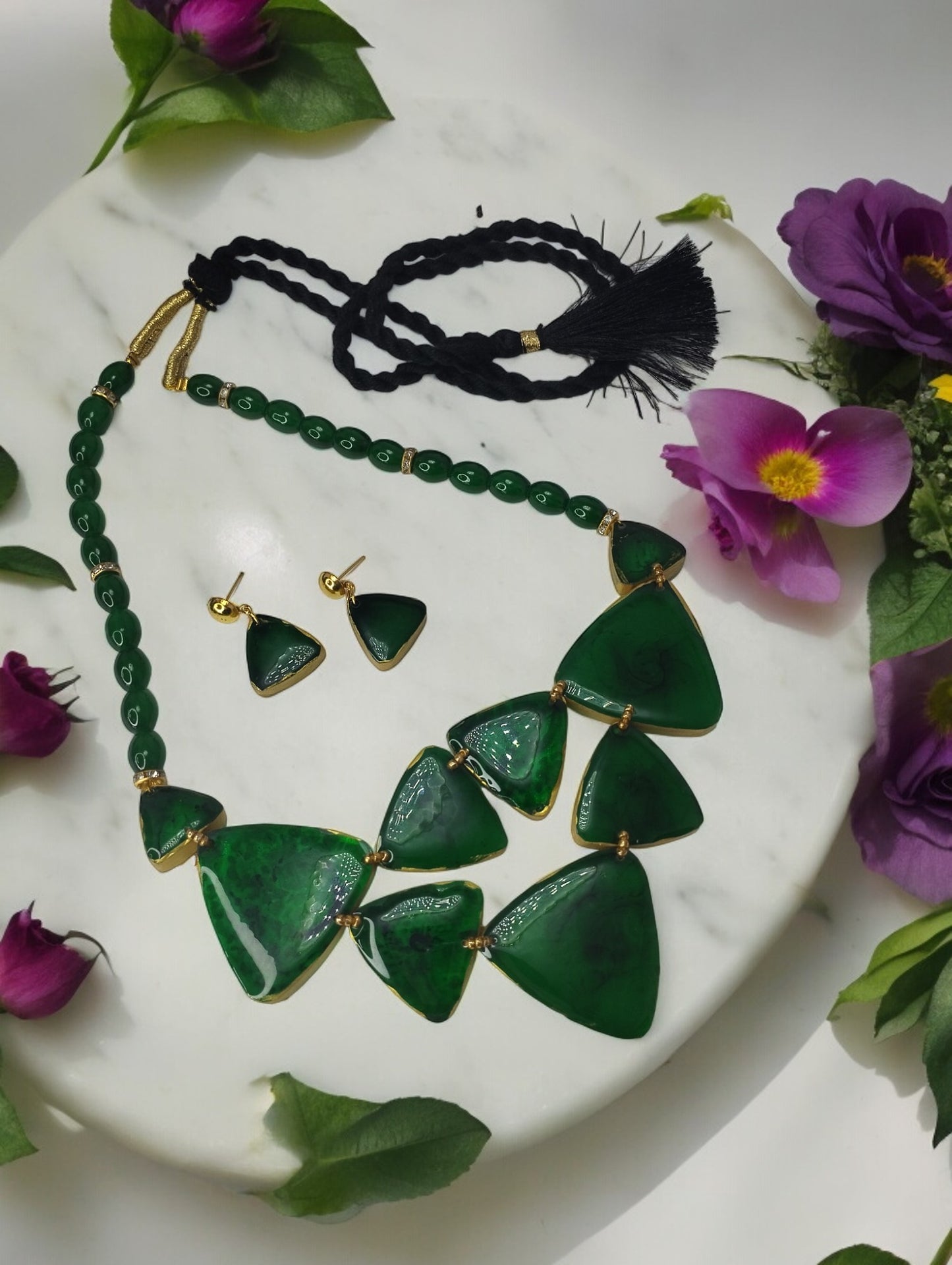 Green Katrina Resin Necklace